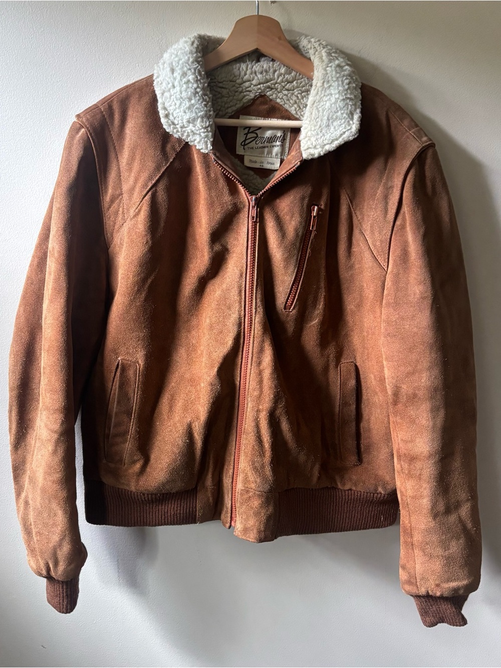 Berman’s Vintage Brown Suede Sherpa Collar Jacket